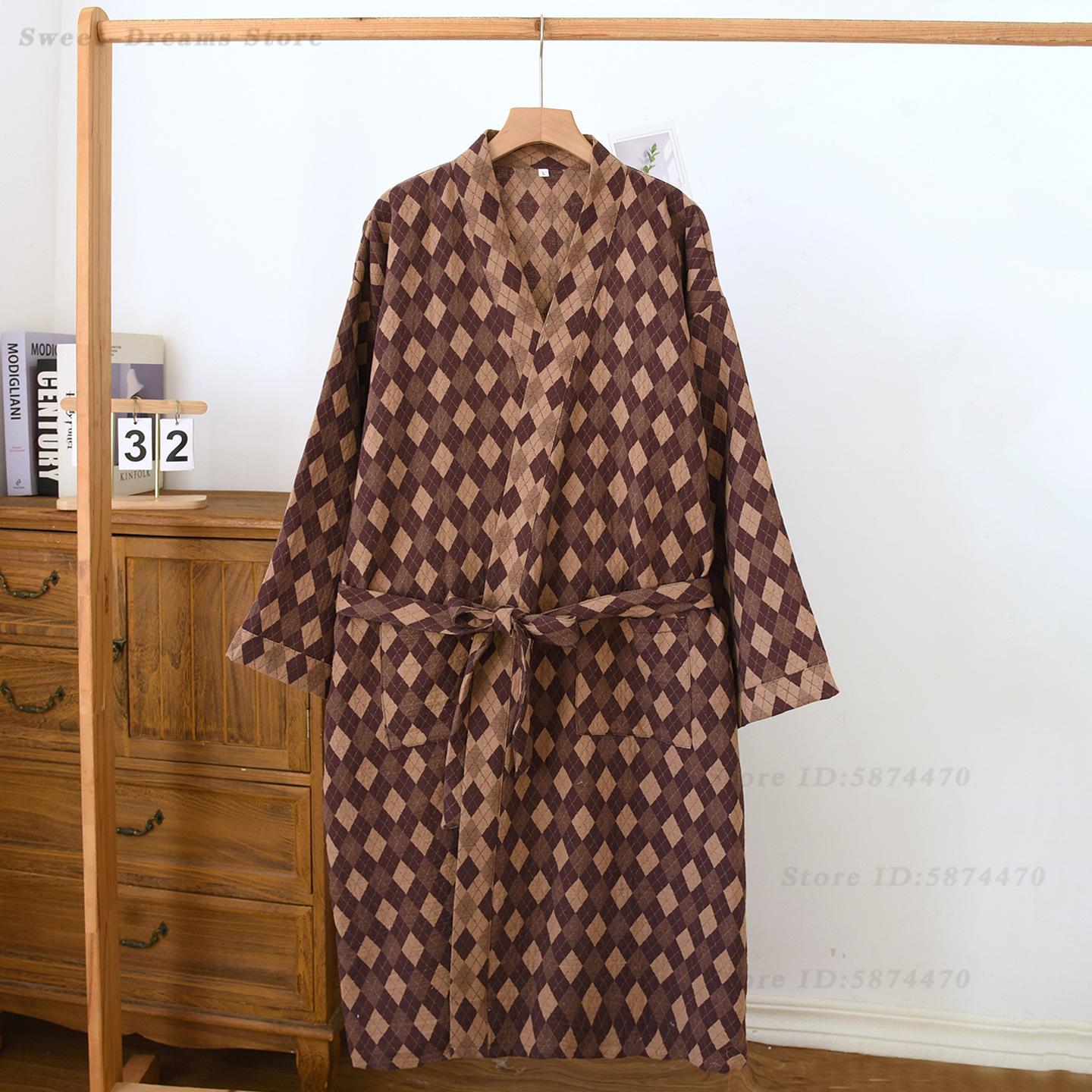 Kimono Yukata Cotton - Roupão de Algodão Masculino Jacquard Kimono